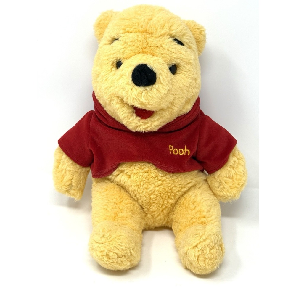 Mattel Disney 1997  Pooh Plush Bear 15" Red Velveteen Shirt Weighted Bottom